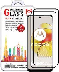 MARGOUN 2 Pack For Motorola Moto G73 Screen Protector Side Black Tempered Glass 9H Hardness Anti Finger-Print